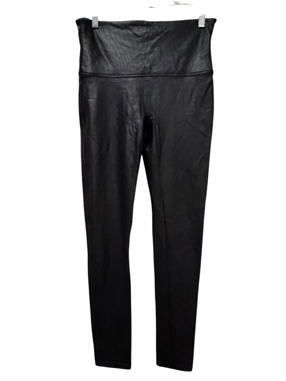Spanx XL Black Faux Leather Stretch Tummy Control Leggings B1